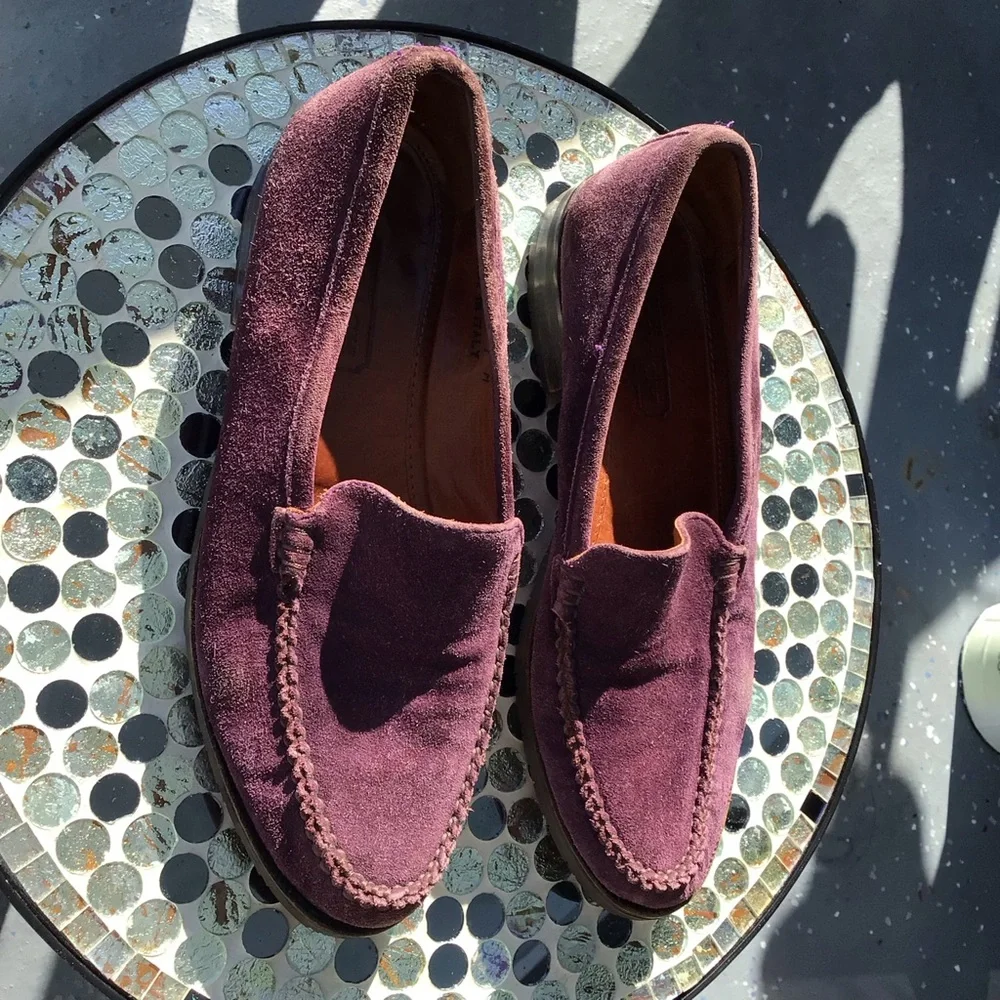 Vintage Coach Womens Suede Loafers in Deep Burgundy - Classic Slip-On Style - Picture 2 of 14